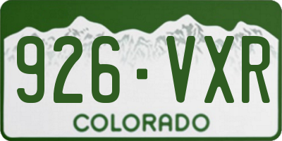 CO license plate 926VXR