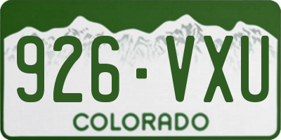 CO license plate 926VXU