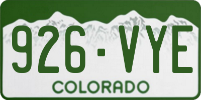 CO license plate 926VYE