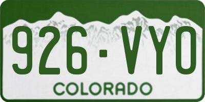 CO license plate 926VYO