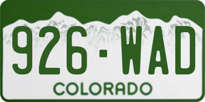CO license plate 926WAD