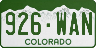 CO license plate 926WAN