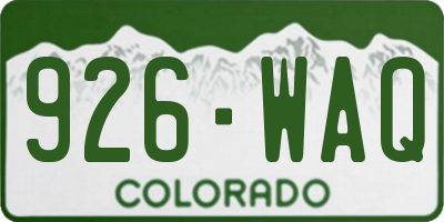 CO license plate 926WAQ