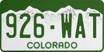 CO license plate 926WAT