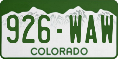 CO license plate 926WAW