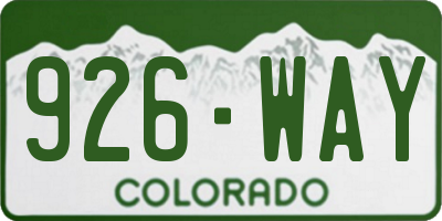 CO license plate 926WAY
