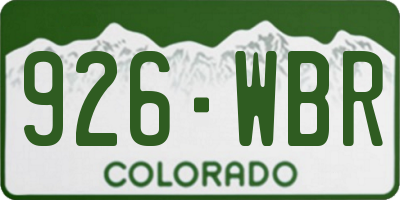 CO license plate 926WBR
