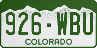CO license plate 926WBU