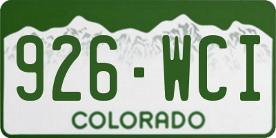 CO license plate 926WCI