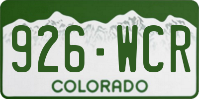 CO license plate 926WCR