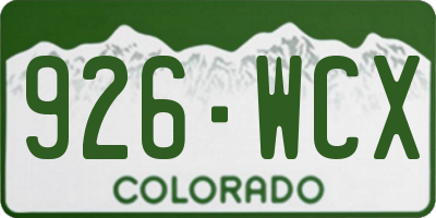 CO license plate 926WCX