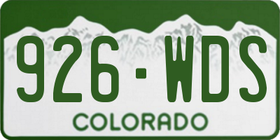 CO license plate 926WDS