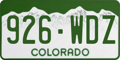 CO license plate 926WDZ