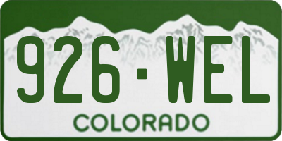 CO license plate 926WEL