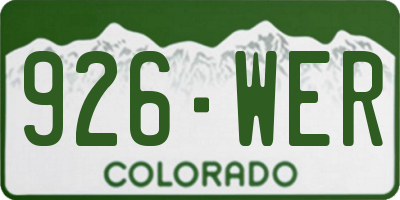 CO license plate 926WER