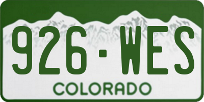 CO license plate 926WES