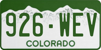 CO license plate 926WEV