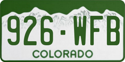 CO license plate 926WFB