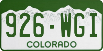 CO license plate 926WGI