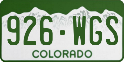 CO license plate 926WGS