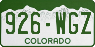 CO license plate 926WGZ