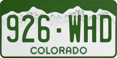 CO license plate 926WHD