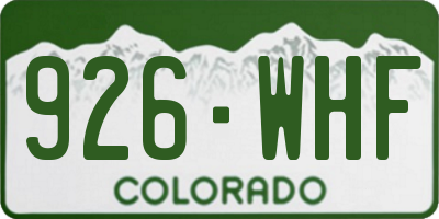 CO license plate 926WHF