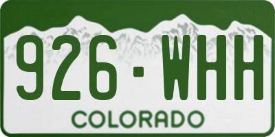 CO license plate 926WHH