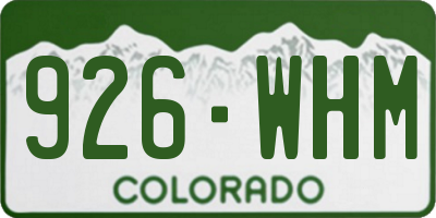 CO license plate 926WHM