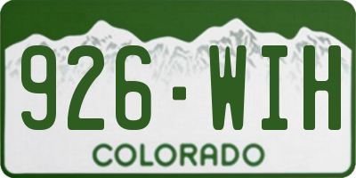 CO license plate 926WIH