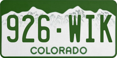 CO license plate 926WIK