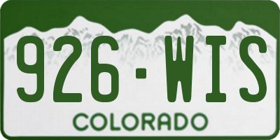 CO license plate 926WIS