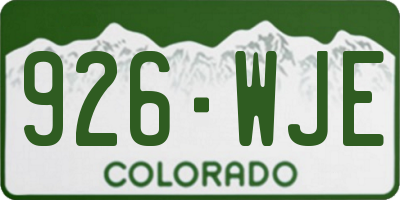 CO license plate 926WJE