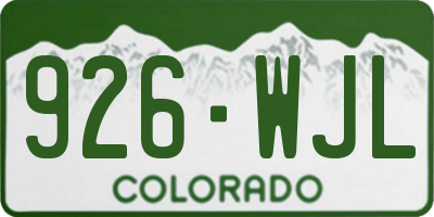 CO license plate 926WJL
