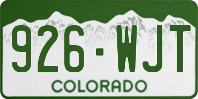 CO license plate 926WJT