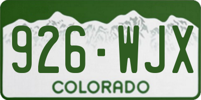 CO license plate 926WJX