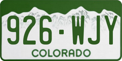 CO license plate 926WJY
