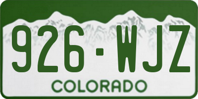 CO license plate 926WJZ