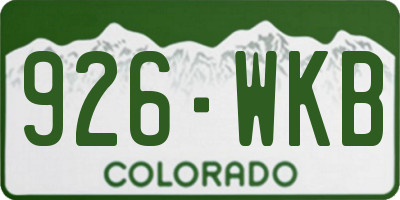 CO license plate 926WKB