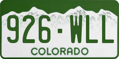CO license plate 926WLL