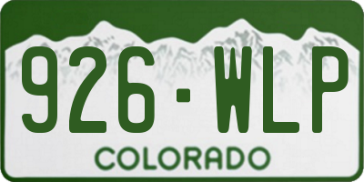 CO license plate 926WLP