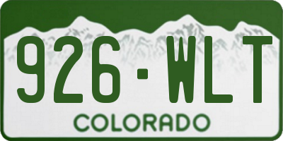 CO license plate 926WLT