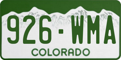 CO license plate 926WMA