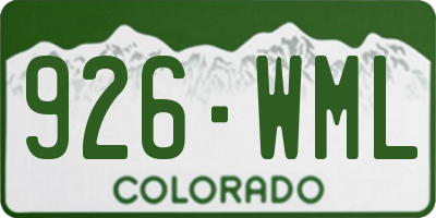CO license plate 926WML