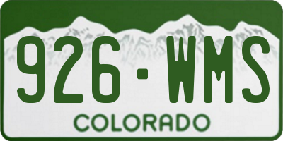 CO license plate 926WMS