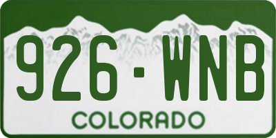 CO license plate 926WNB