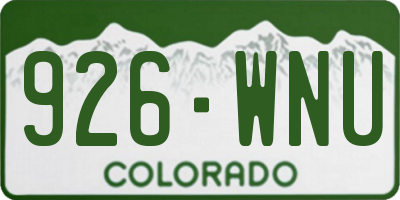 CO license plate 926WNU