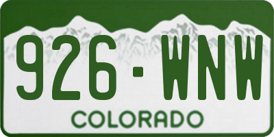 CO license plate 926WNW