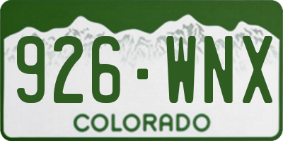 CO license plate 926WNX