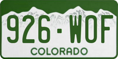 CO license plate 926WOF